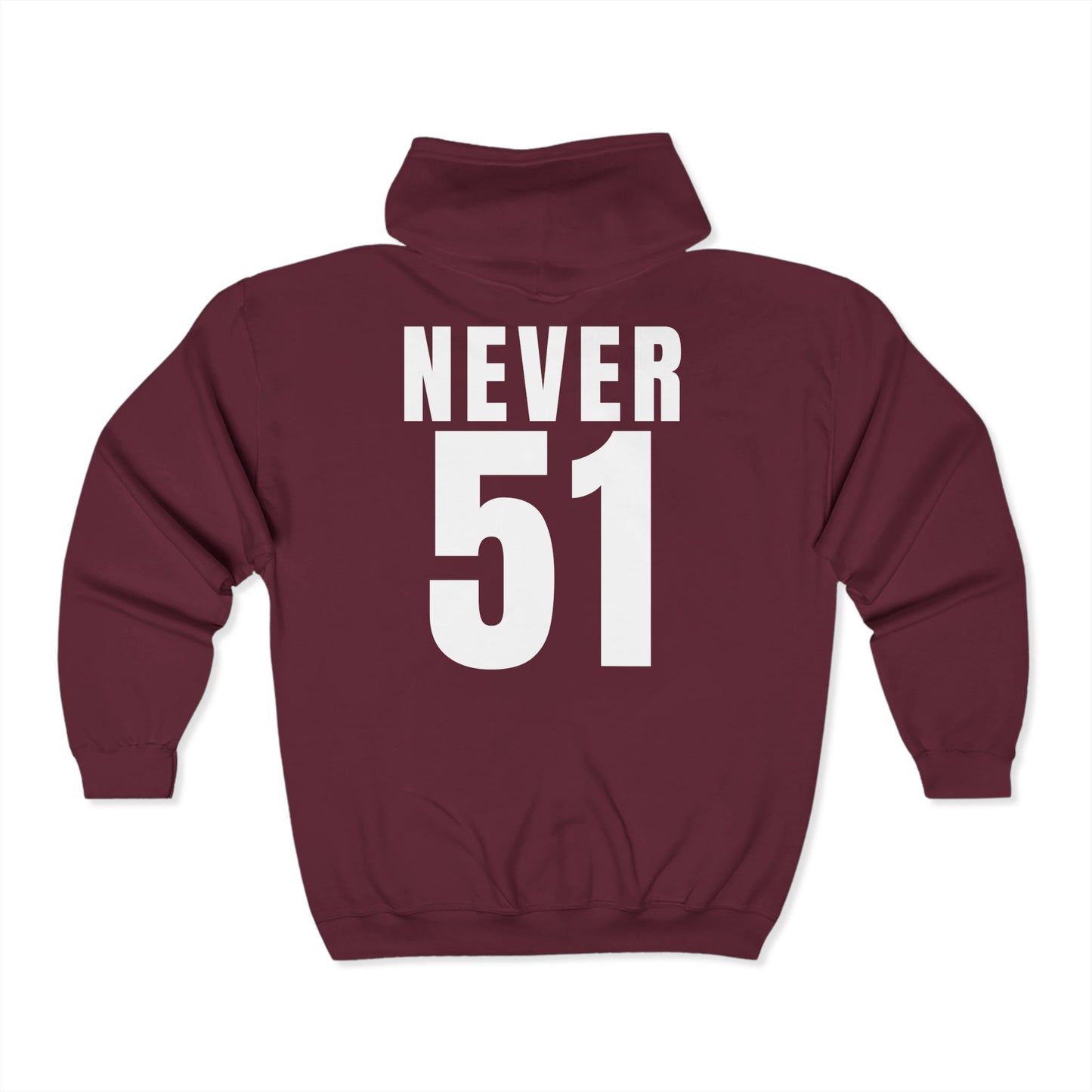 Never51 Full Zip Hoodie (Print on Back)