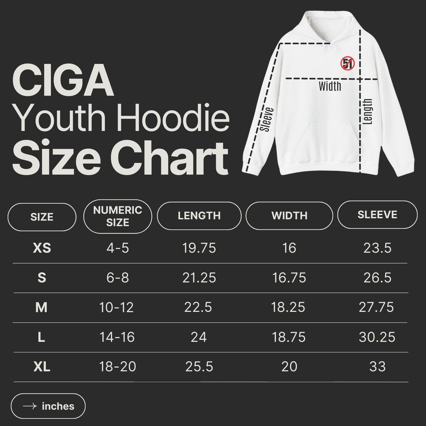 Youth Never51 CIGA Premium Hoodie (Print on Back)