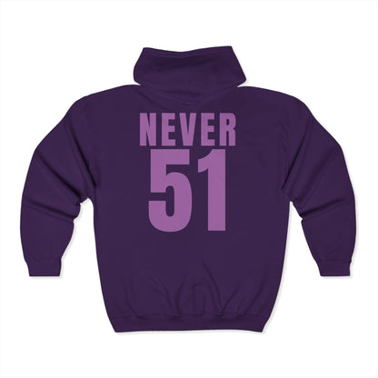Never51 Full Zip Hoodie (Print on Back)