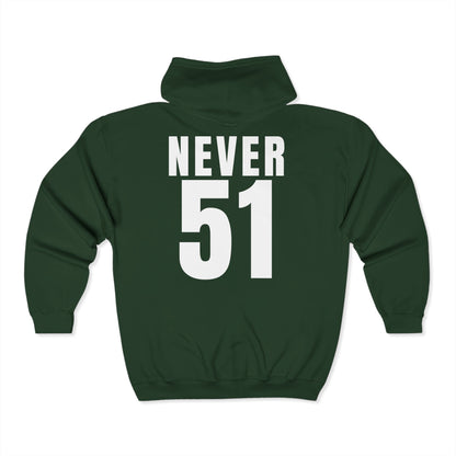 Never51 Full Zip Hoodie (Print on Back)